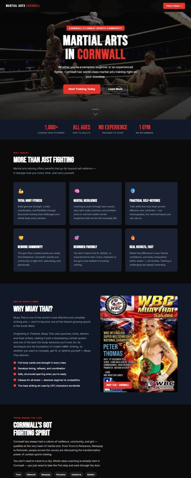 The Martial Arts Cornwall website