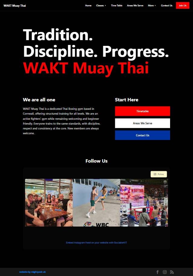 The WAKT Muay Thai website