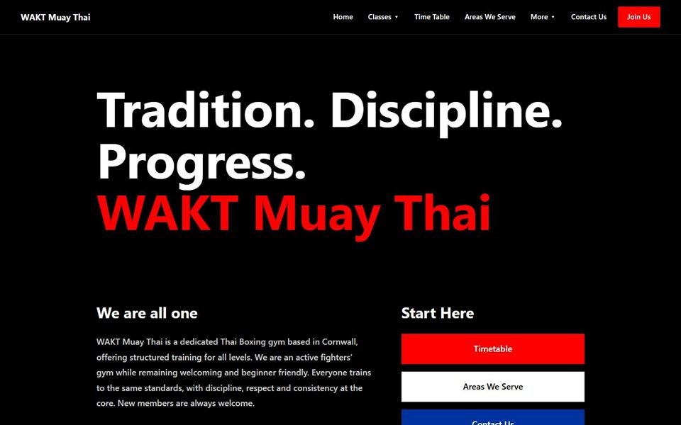 The WAKT Muay Thai website